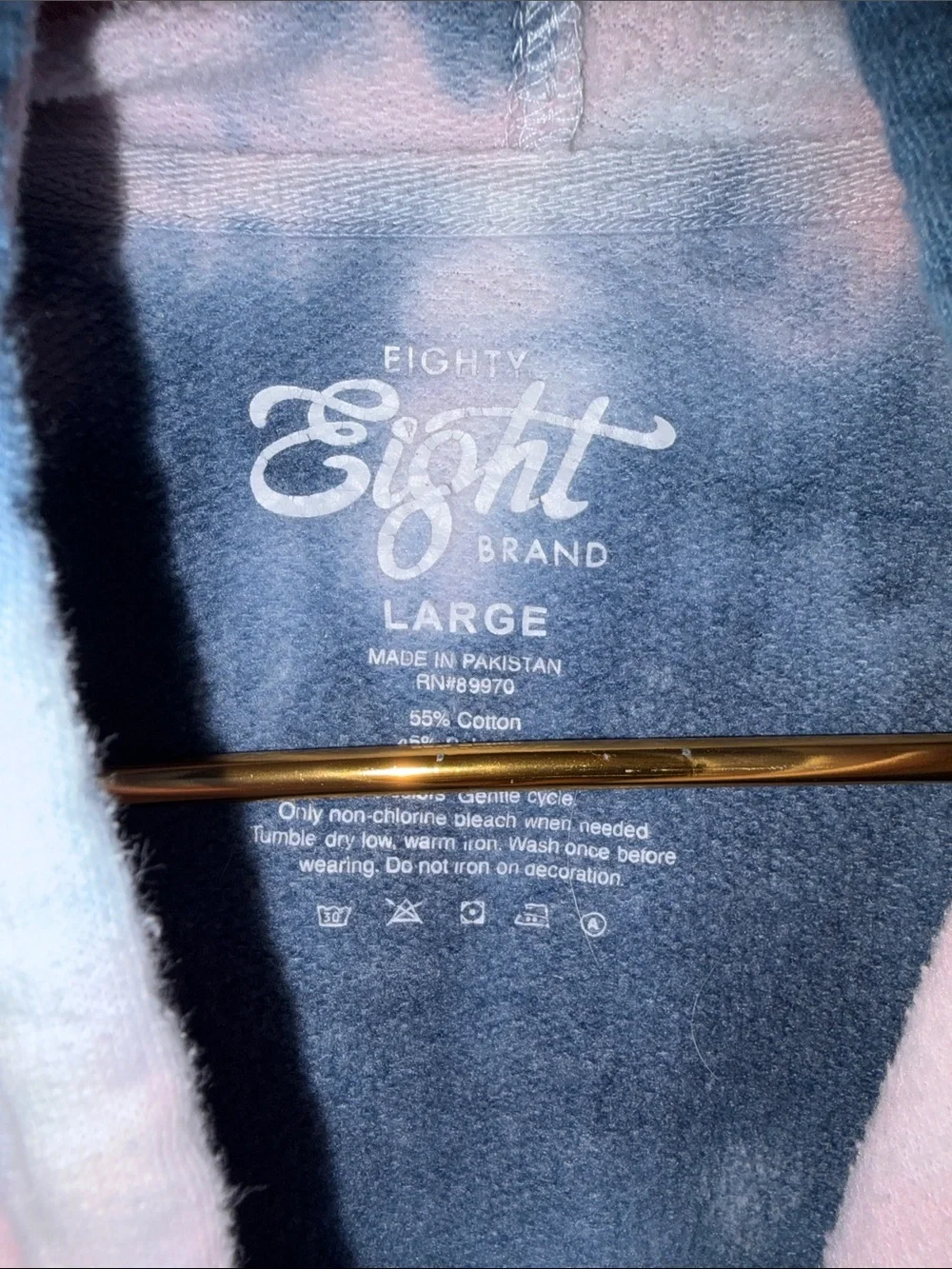 Eighty Eight Tie-Dye Hoodie in Navy Blue, Light Blue & Pink - Picture 2 of 4